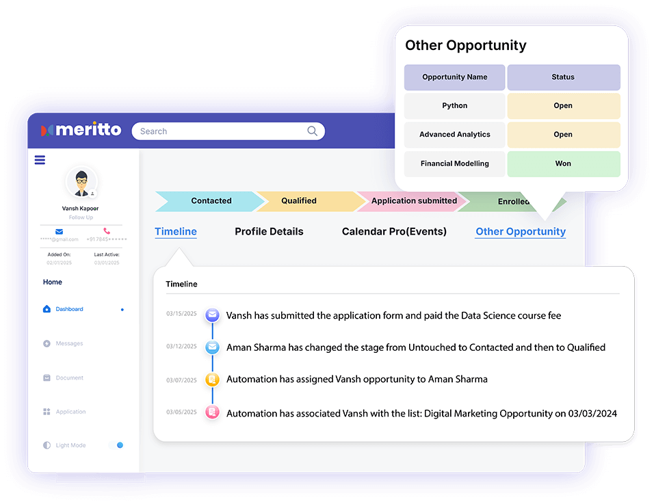 Track, nurture, and convert with a unique opportunity profile