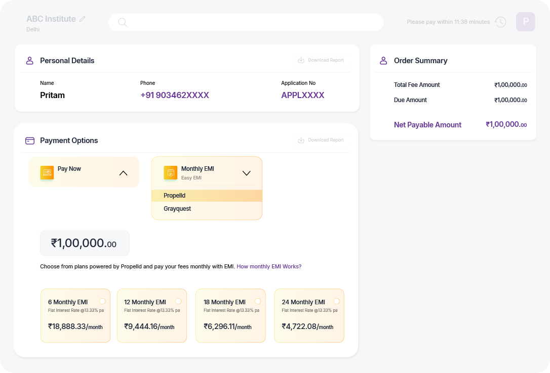 Offer flexible EMI payment options