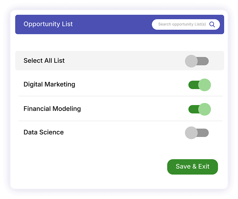 Tailor focused access to relevant opportunities