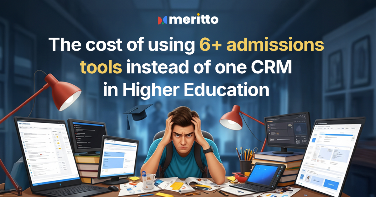 Dashboard view of Meritto’s CRM in higher education showcasing unified admissions tracking and analytics.