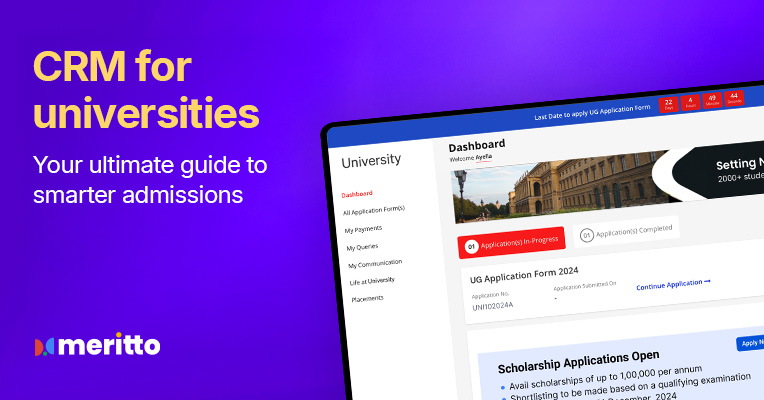 University admissions team using Meritto’s CRM dashboard to streamline student enrollment processes.