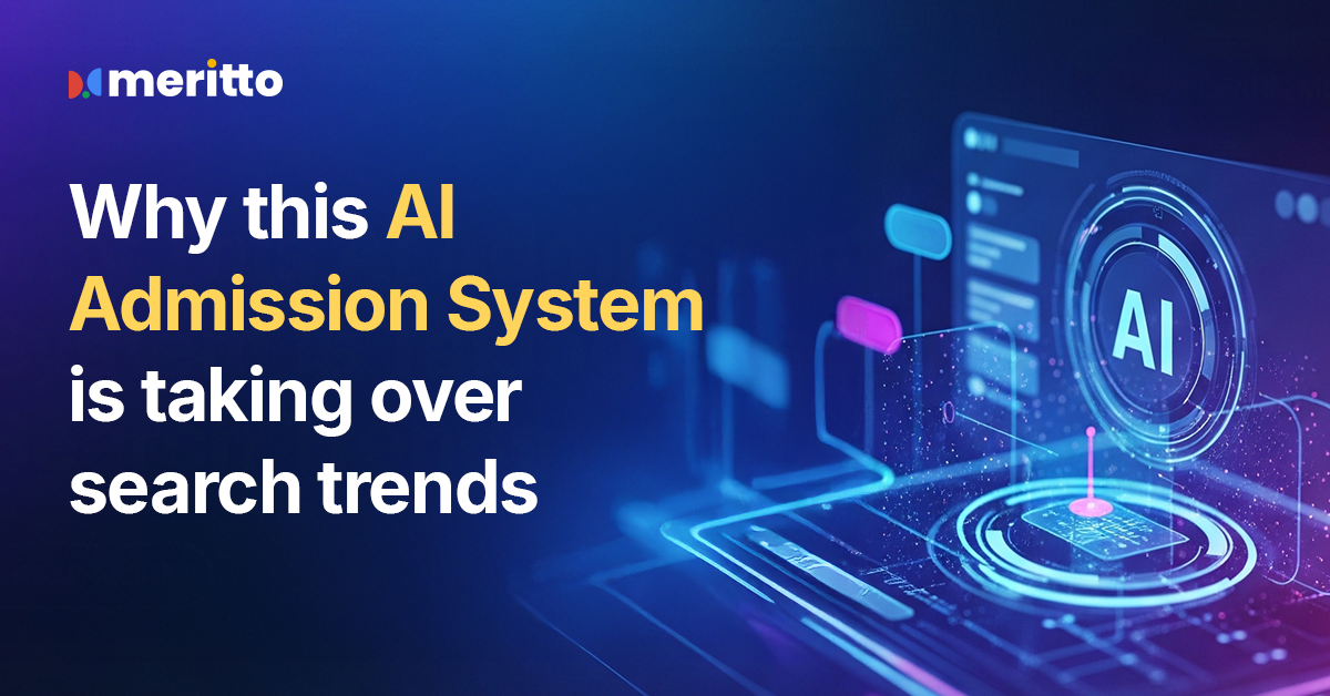 Screenshot of Meritto’s AI Admission Management System dashboard showing real-time admission tracking and automation.