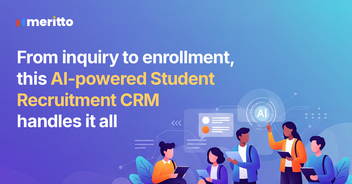 Dashboard view of Meritto’s AI-powered student recruitment CRM showing lead tracking and enrollment automation for higher education institutions.
