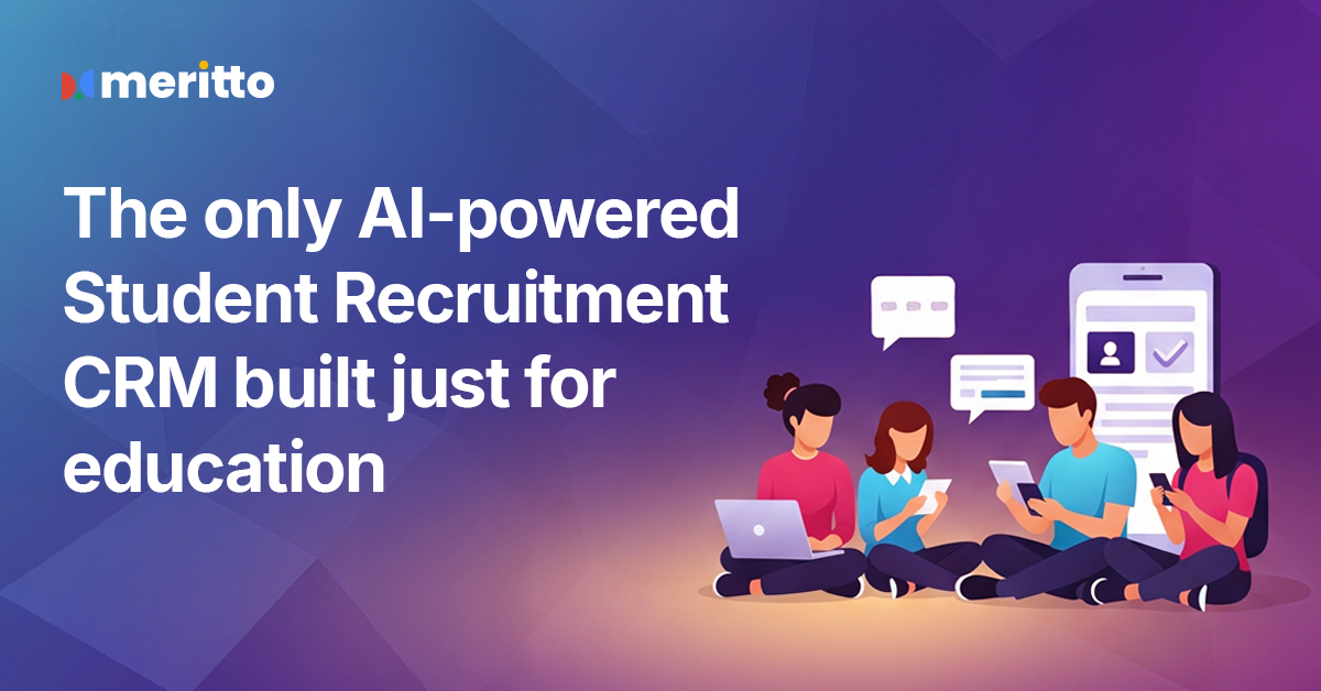 Dashboard view of Meritto’s AI-powered student recruitment CRM showing lead centralization, automated communication, and enrollment analytics.