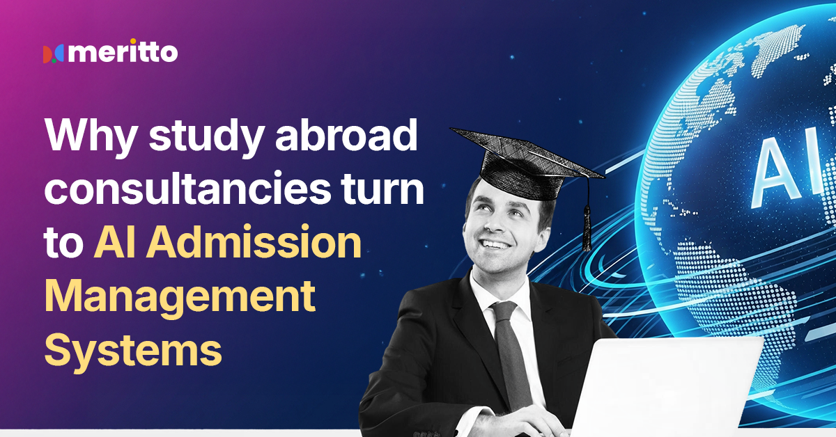 A counselor using an AI Admission Management System to manage study abroad student applications on a unified dashboard.