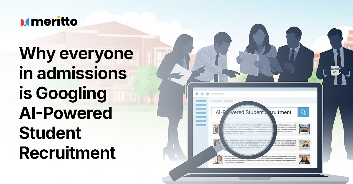 Meritto dashboard showcasing real-time student engagement, lead scoring, and AI-powered recruitment features.